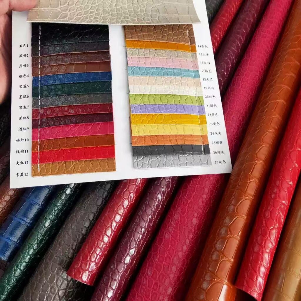 Alligator-patterned leather in various colors