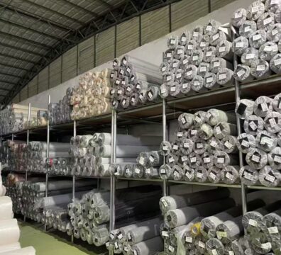 Synthetic leather rolls stored horizontally to avoid deformation